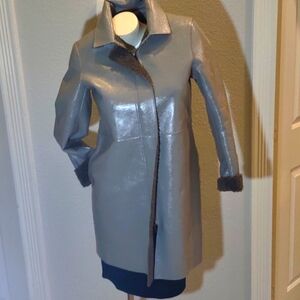 Bebe Grey Faux Leather Coat